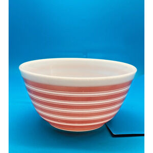 Vintage Pyrex 402 Pink Stripe Mixing Bowl 1.5 Qt Rainbow Stripes USA MCM
